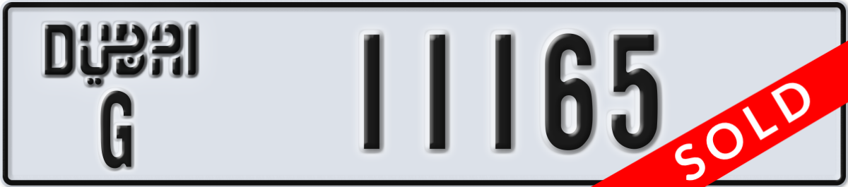 dubai License Plate Number 11165 Code G