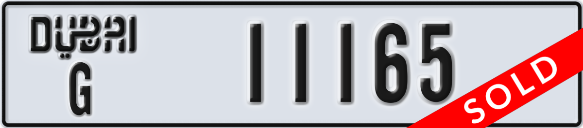 dubai License Plate Number 11165 Code G