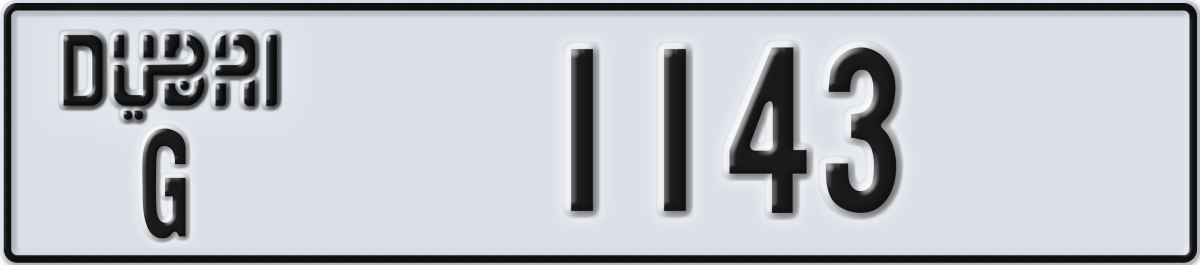 dubai License Plate Number 1143 Code G