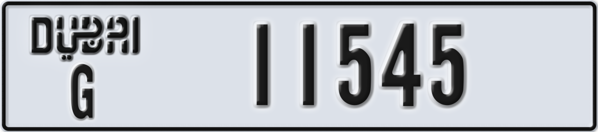 dubai License Plate Number 11545 Code G