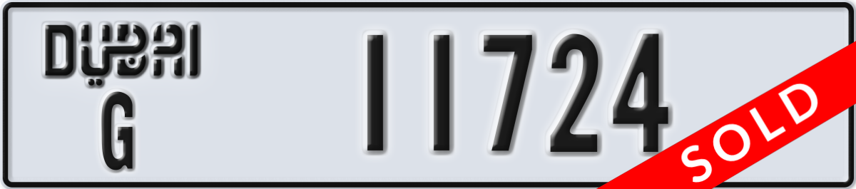 dubai License Plate Number 11724 Code G