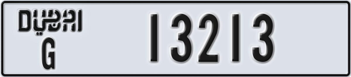 dubai License Plate Number 13213 Code G