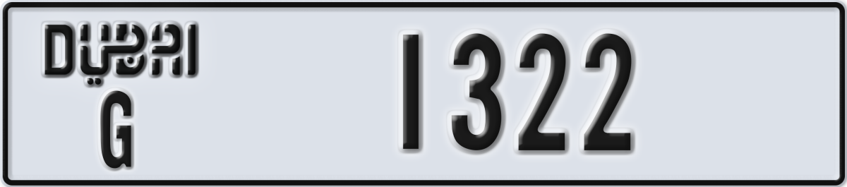 dubai License Plate Number 1322 Code G