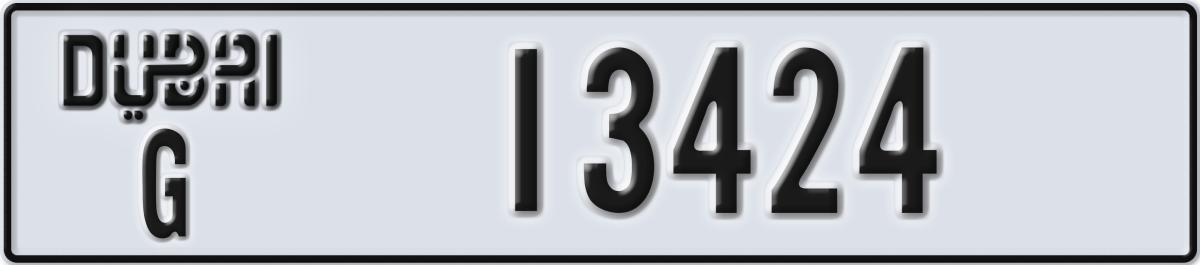 dubai License Plate Number 13424 Code G