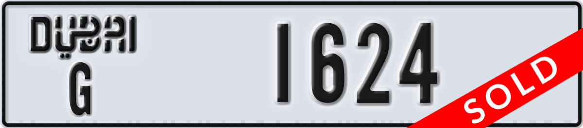 dubai License Plate Number 1624 Code G