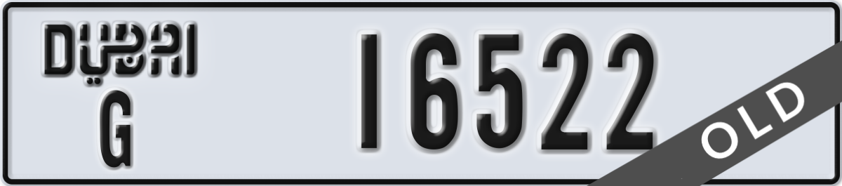 dubai License Plate Number 16522 Code G