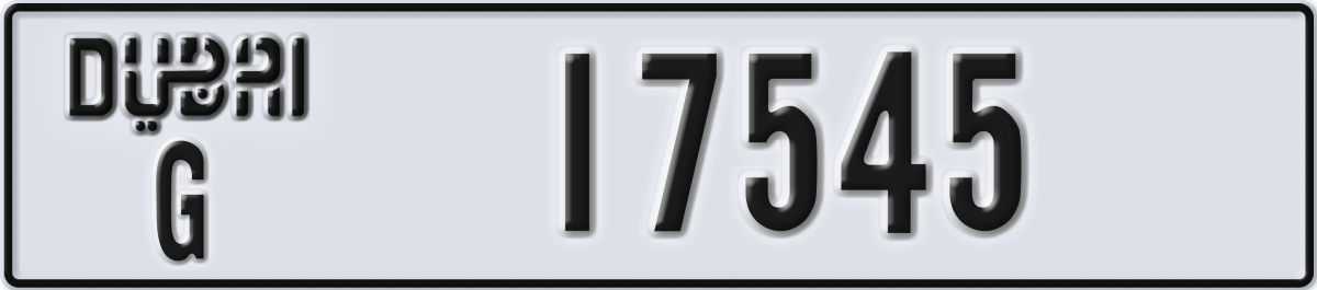 dubai License Plate Number 17545 Code G