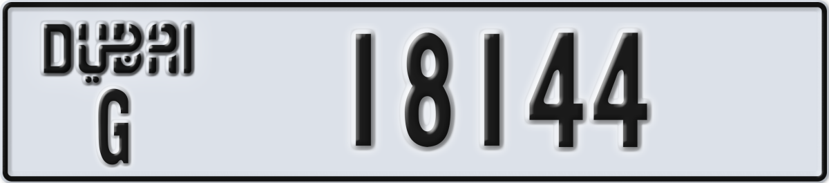 dubai License Plate Number 18144 Code G