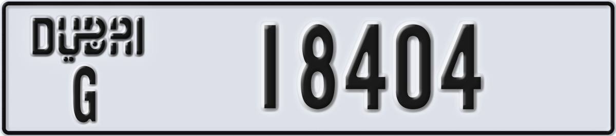 dubai License Plate Number 18404 Code G