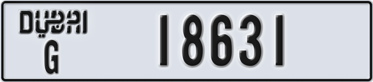 dubai License Plate Number 18631 Code G