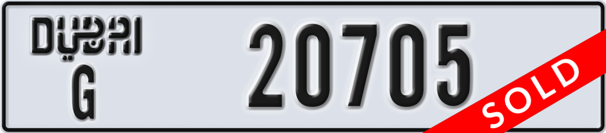 dubai License Plate Number 20705 Code G