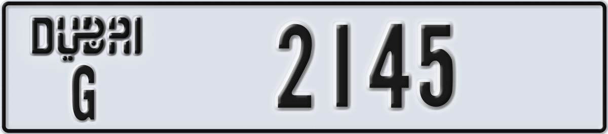 dubai License Plate Number 2145 Code G