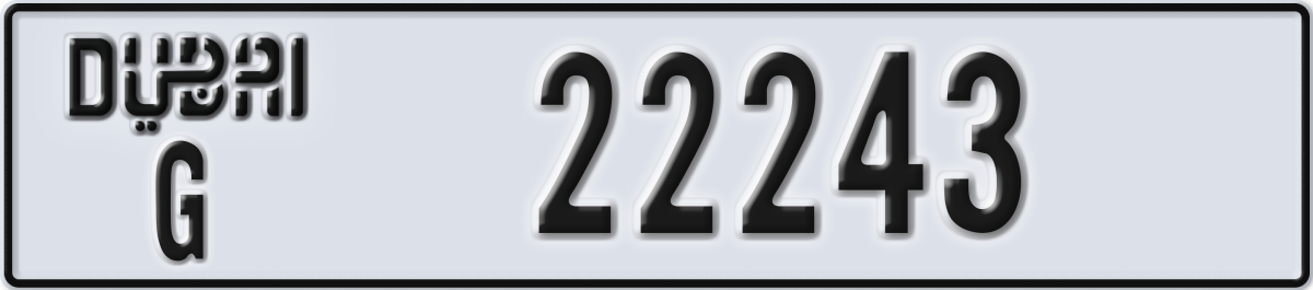 dubai License Plate Number 22243 Code G