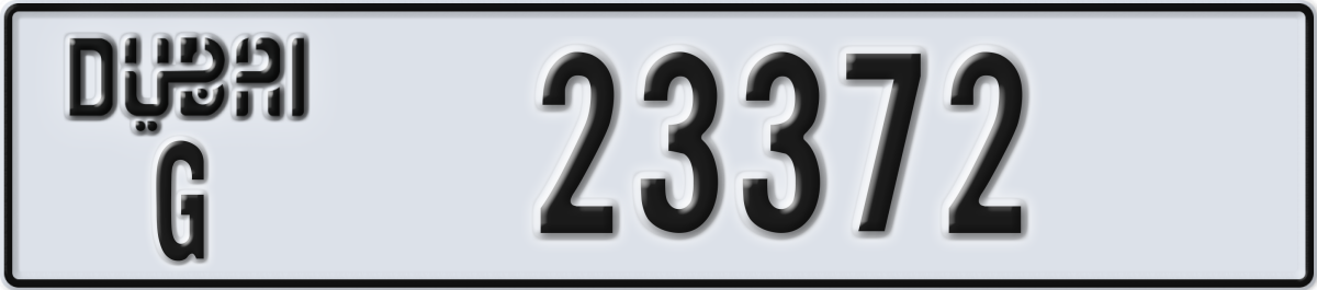 dubai License Plate Number 23372 Code G