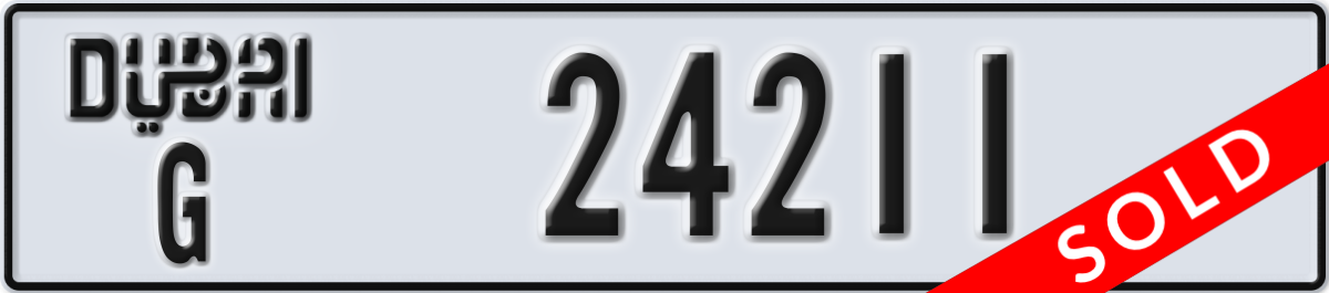 dubai License Plate Number 24211 Code G