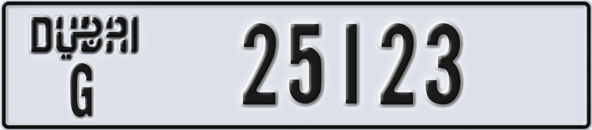 dubai License Plate Number 25123 Code G