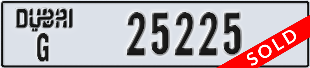 dubai License Plate Number 25225 Code G