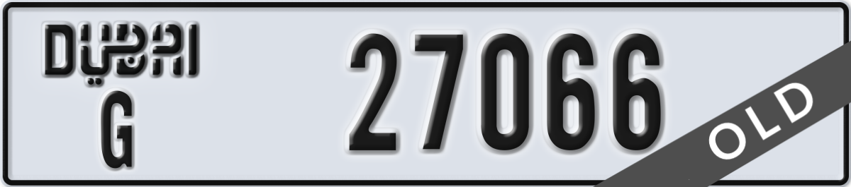dubai License Plate Number 27066 Code G