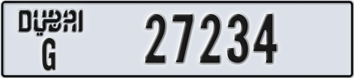 dubai License Plate Number 27234 Code G