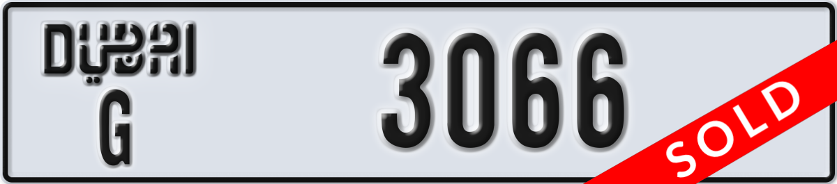 dubai License Plate Number 3066 Code G