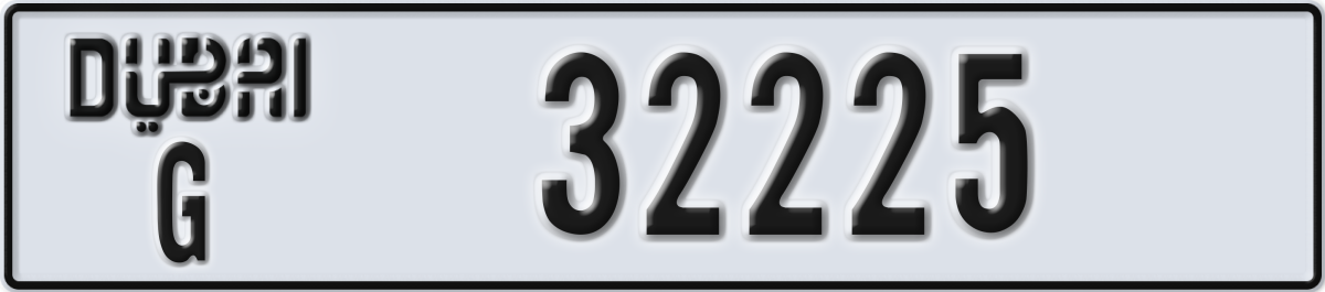 dubai License Plate Number 32225 Code G