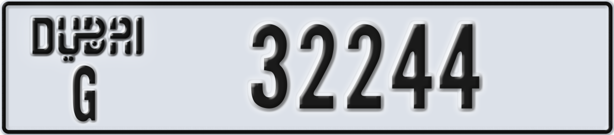 dubai License Plate Number 32244 Code G