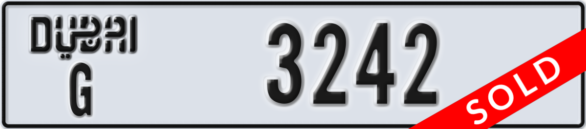 dubai License Plate Number 3242 Code G
