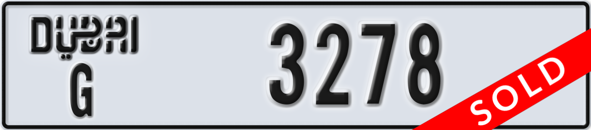 dubai License Plate Number 3278 Code G