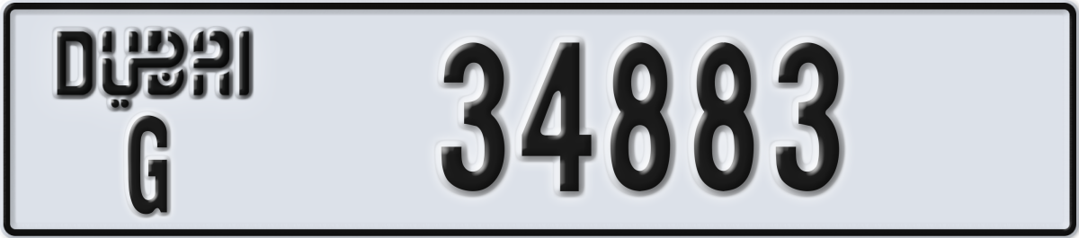 dubai License Plate Number 34883 Code G
