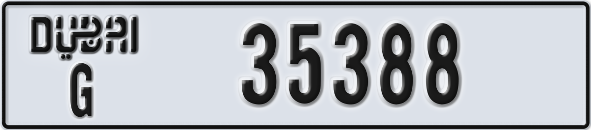dubai License Plate Number 35388 Code G