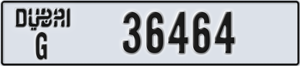 dubai License Plate Number 36464 Code G