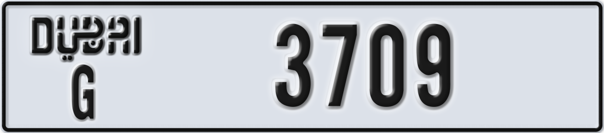 dubai License Plate Number 3709 Code G