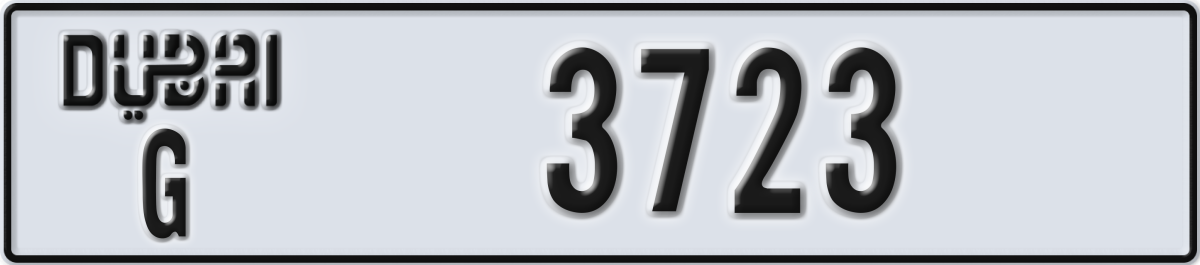 dubai License Plate Number 3723 Code G
