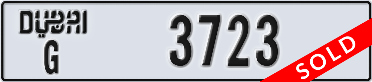 dubai License Plate Number 3723 Code G
