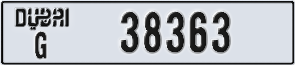 dubai License Plate Number 38363 Code G
