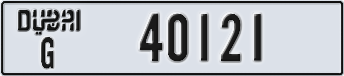 dubai License Plate Number 40121 Code G