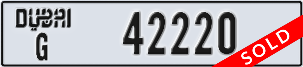 dubai License Plate Number 42220 Code G