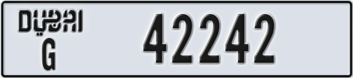 dubai License Plate Number 42242 Code G