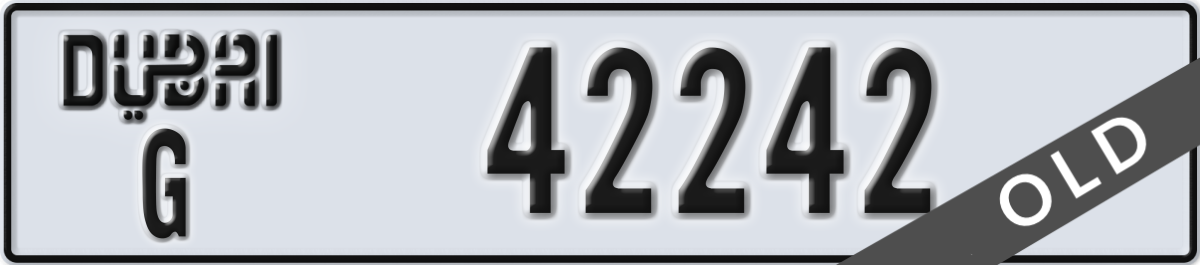 dubai License Plate Number 42242 Code G