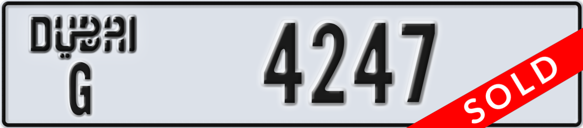 dubai License Plate Number 4247 Code G