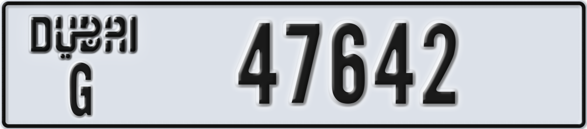 dubai License Plate Number 47642 Code G