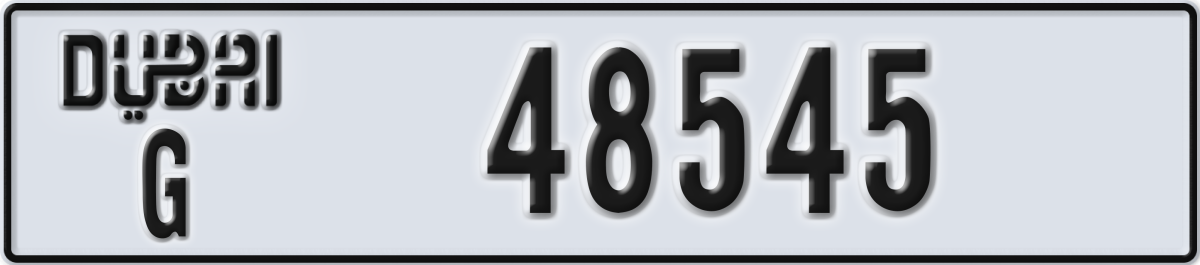 dubai License Plate Number 48545 Code G