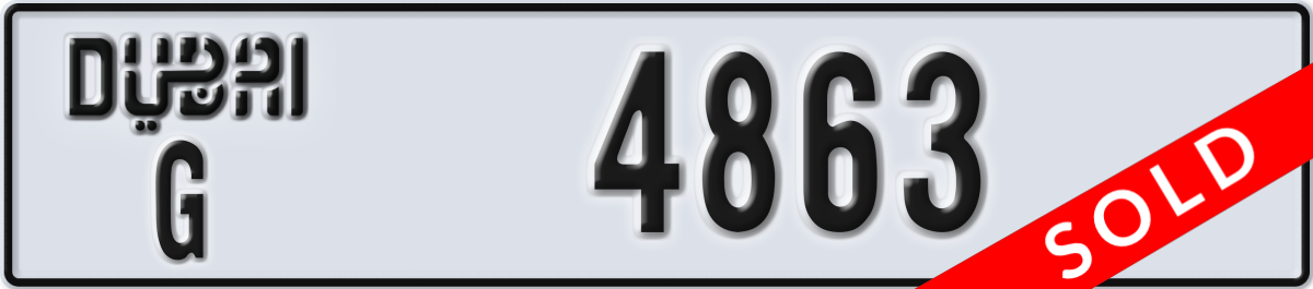 dubai License Plate Number 4863 Code G