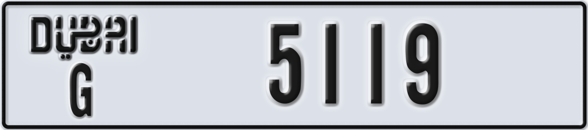dubai License Plate Number 5119 Code G