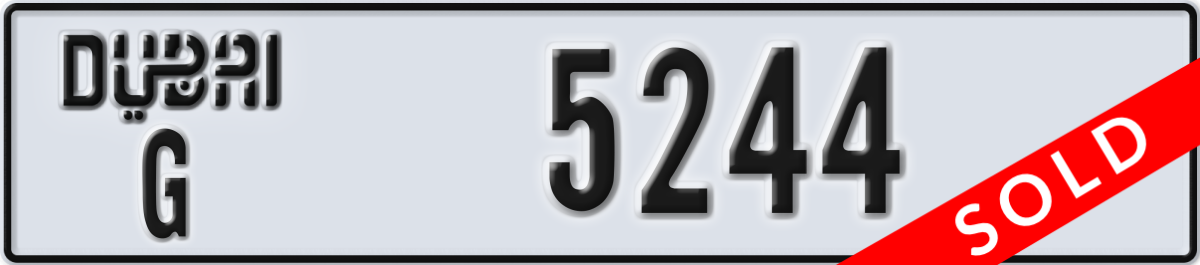 dubai License Plate Number 5244 Code G