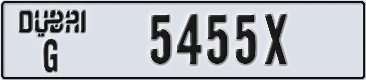 dubai License Plate Number 5455X Code G