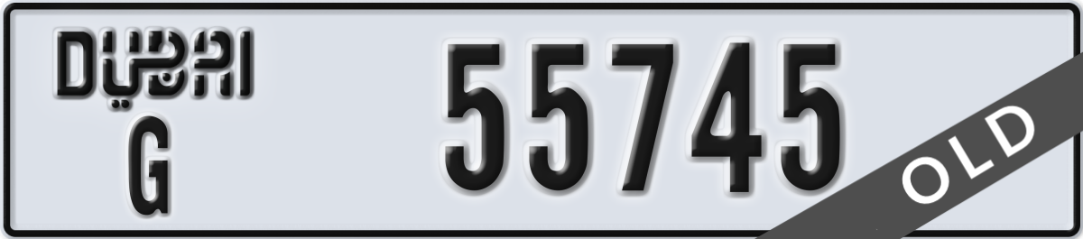dubai License Plate Number 55745 Code G