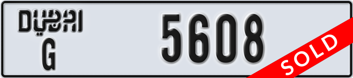 dubai License Plate Number 5608 Code G