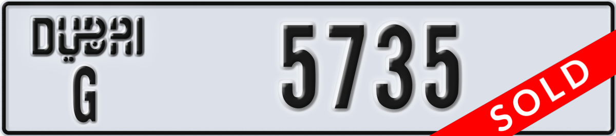 dubai License Plate Number 5735 Code G