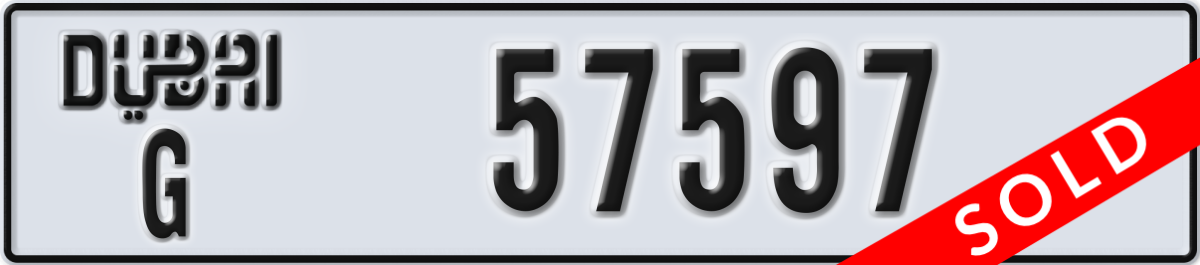 dubai License Plate Number 57597 Code G